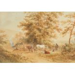 Property of a gentleman - Henry Earp Snr. (1831-1914) - A GIPSY ENCAMPMENT WITH FIGURES, HORSES,