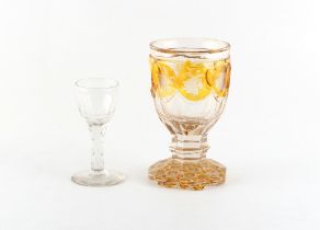 Property of a lady - a 19th century Bohemian amber flashed glass goblet, 6.2ins. (15.7cms.) high;