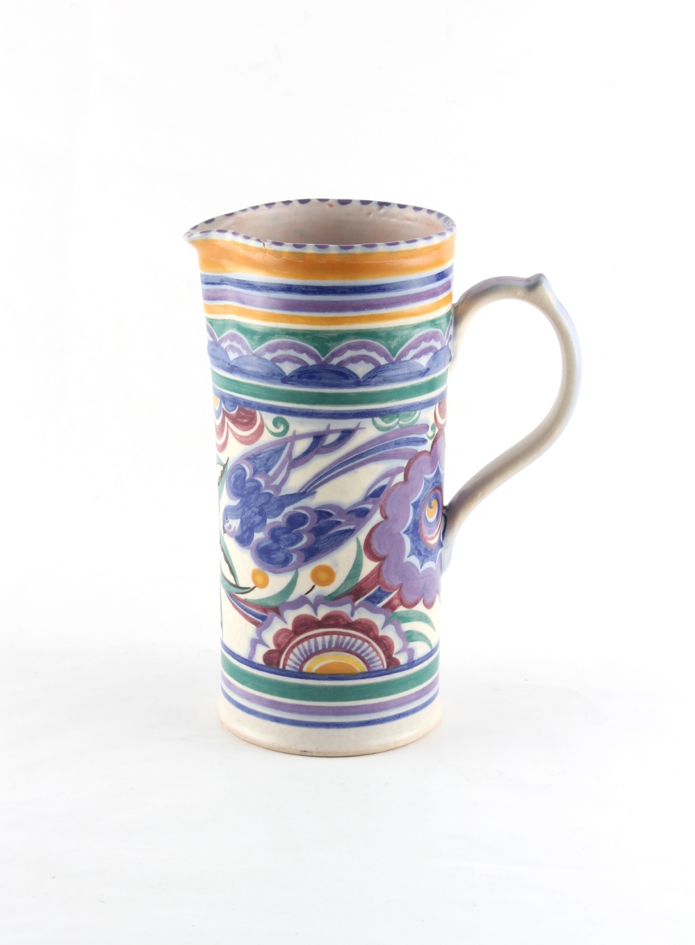 Property of a gentleman - a Poole Pottery 'Bluebird' pattern cylindrical jug, impressed 'POOLE / - Image 2 of 4