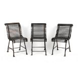Property of a gentleman - a set of three French Arras or Arras style wrought iron side chairs,