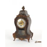 Property of a lady - a late 19th century French Boulle style mantel clock timepiece, 12.3ins. (31.