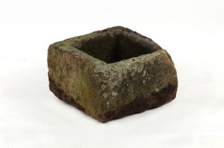 Property of a gentleman - an antique granite trough, with drainage hole, approximately 21 by