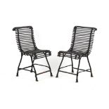 Property of a gentleman - a pair of French Arras or Arras style wrought iron side chairs, with