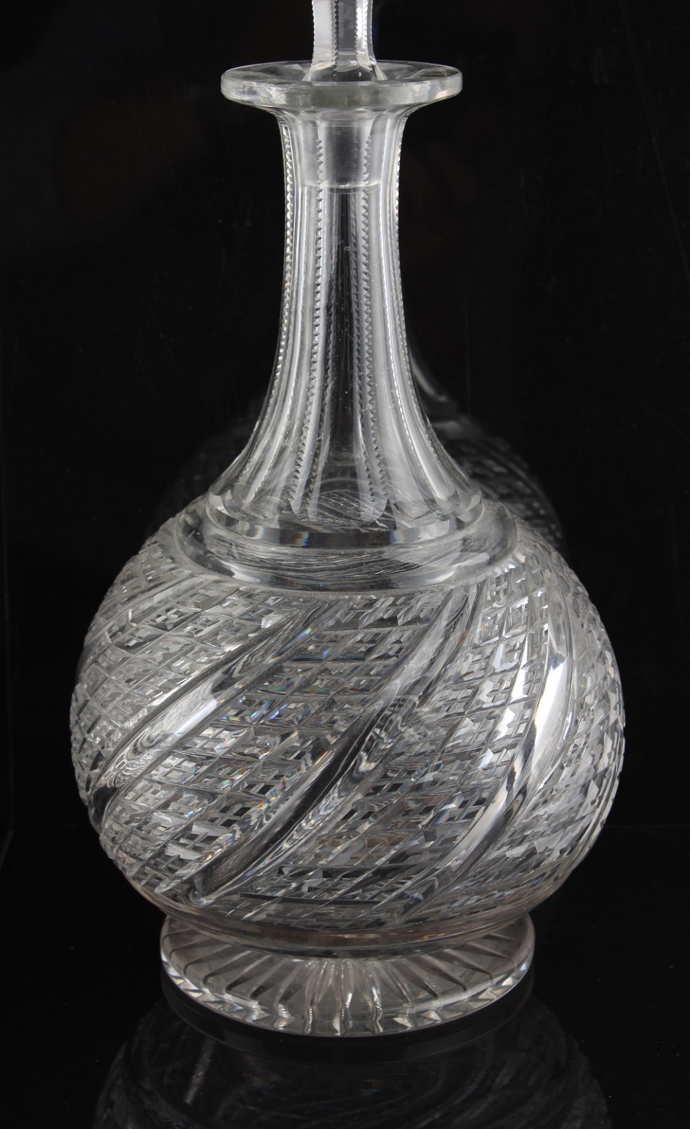 A good pair of large cut glass decanters with stoppers, early 20th century, 15.2ins. (38.5cms.) high - Image 2 of 2