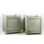 Property of a gentleman - a large pair of modern Oxford painted wood square section garden planters,