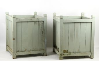 Property of a gentleman - a large pair of modern Oxford painted wood square section garden planters,