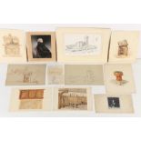 Property of a gentleman of title - a group of unframed pictures including five watercolours each