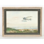 Frank Munger (1920-2010) - 'EARLY ONE MORNING', A SHORT TYPE 320 SEAPLANE - watercolour, 12.8 by