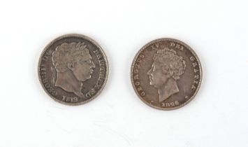 Property of a deceased estate - a coin collection - an 1819 King George III silver shilling and an
