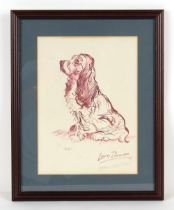 Property of a lady - Lucy Dawson (1870-1958) - 'PIP', A SEATED SPANIEL - red ink & wash sketch, 10.9