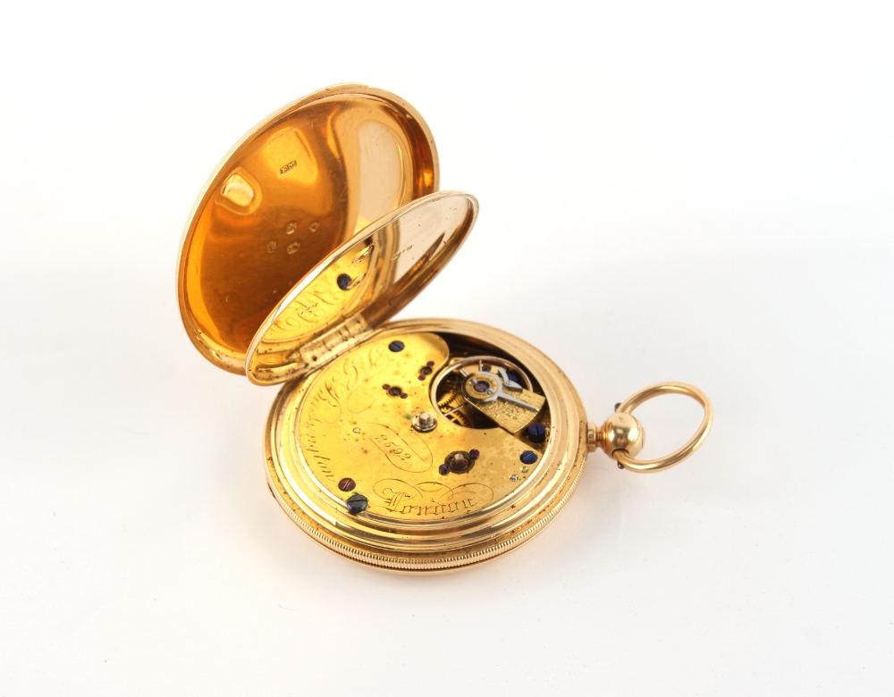 Property of a lady - a Victorian 18ct gold hunter cased pocket watch, the dust cover also hallmarked - Image 4 of 5