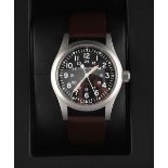 Property of a gentleman - a gentleman's Hamilton Khaki mechanical wristwatch, black dial, 38mm