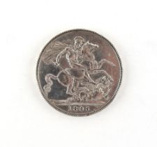 Property of a deceased estate - a coin collection - an 1895 Queen Victoria silver crown.