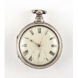 The Henry & Tricia Byrom Collection - a George IV silver pair cased pocket watch, the lever movement
