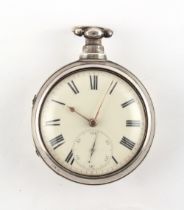 The Henry & Tricia Byrom Collection - a George IV silver pair cased pocket watch, the lever movement