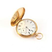Property of a lady - a Victorian 18ct gold hunter cased pocket watch, the dust cover also hallmarked