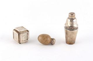 Property of a lady - a late Victorian silver topped ceramic miniature scent bottle or phial modelled