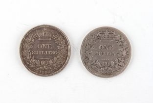 Property of a deceased estate - a coin collection - two 1835 King William IV silver shillings (2
