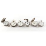The Henry & Tricia Byrom Collection - six assorted pocket watches including a pair cased example and