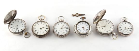 The Henry & Tricia Byrom Collection - six assorted pocket watches including a pair cased example and