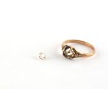 Property of a gentleman - an unmarked gold diamond single stone ring, late 19th / early 20th