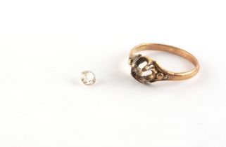 Property of a gentleman - an unmarked gold diamond single stone ring, late 19th / early 20th