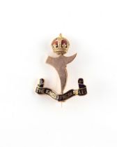 Property of a deceased estate - a 9ct gold & enamel The Kings African Rifles sweethearts brooch,