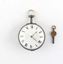 Property of a gentleman - a George IV silver cased open faced pocket watch, with fusee verge