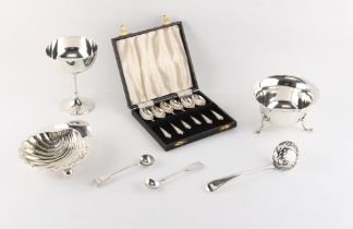 Property of a lady - a quantity of assorted silver items including a goblet, a sugar basin, a