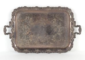 Property of a lady - a late 19th / early 20th century silver plated tray with cast vine border,