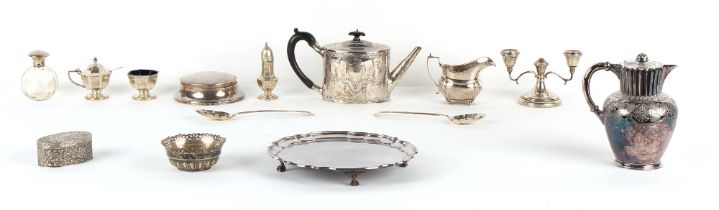 Property of a deceased estate - a George III silver teapot of oval form with engraved decoration,
