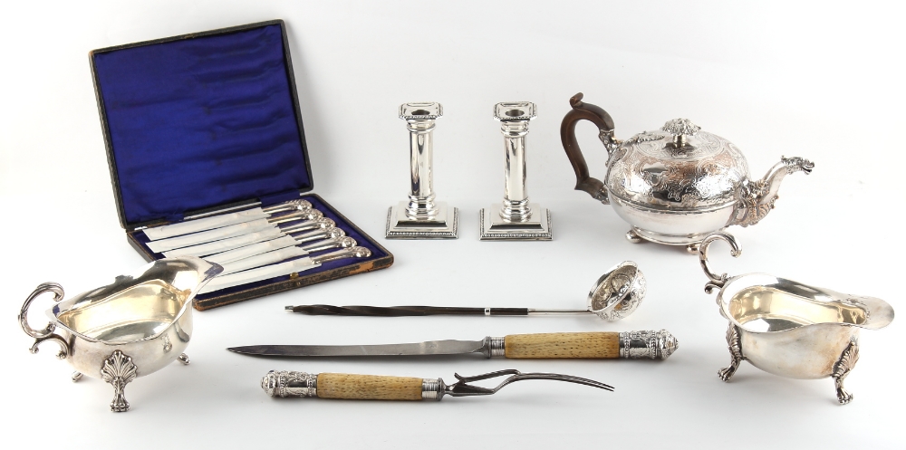 Property of a lady - a quantity of silver mounted items comprising a George III punch ladle with