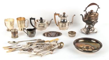 Property of a lady - a quantity of assorted silver plated items including a kettle on stand with