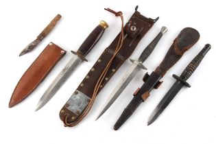 Property of a gentleman - a Fairbairn Sykes type fighting knife, the 7-inch (17.8cms.) blade marked