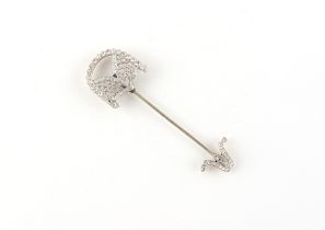 An early 20th century Belle Epoque diamond jabot pin, 64mm long.