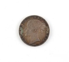 Property of a gentleman - coin - an 1844 Queen Victoria silver crown.