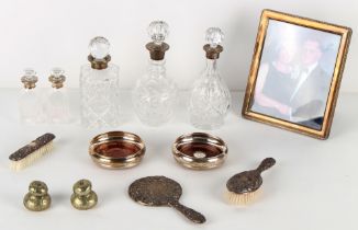 Property of a deceased estate - a quantity of silver mounted items including a modern photograph