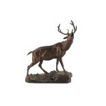 Property of a lady - Charles Valton (1851-1918) - a brown patinated bronze model of a Stag, signed
