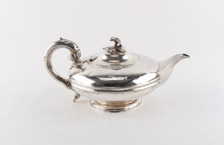 Property of a lady - a William IV silver teapot, faint engraved monogram to either side, Charles