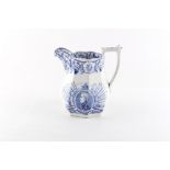 Property of a gentleman - a Victorian blue & white commemorative jug, printed with a portrait of the