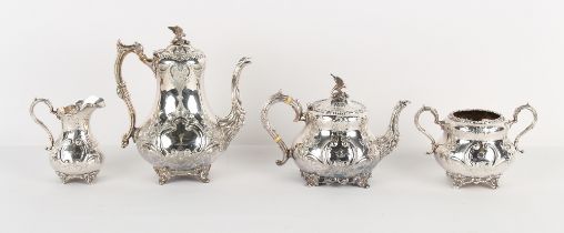 Property of a gentleman - a Victorian silver plated four piece tea & coffee set, John Round &