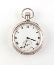The Henry & Tricia Byrom Collection - a silver open faced pocket watch, keyless wind, the 15-jewel