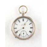 The Henry & Tricia Byrom Collection - a Swiss 800 grade silver open faced pocket watch, key wind,