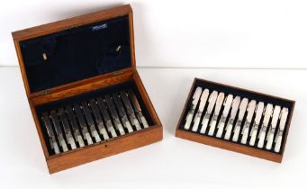 Property of a gentleman - a canteen containing a set of twelve each silver plated dessert knives &