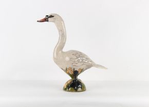 Property of a lady - Jennie Hale (British, contemporary) - a large raku pottery model of a Swan,