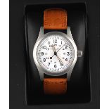 Property of a gentleman - a gentleman's Hamilton Khaki mechanical wristwatch, white dial, 38mm
