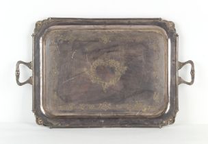 Property of a lady - a late 19th / early 20th century silver plated two handled tray, 29.35ins. (