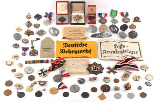 Property of a lady - a quantity of medals, badges, etc. including German military Third Reich Second