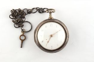 The Henry & Tricia Byrom Collection - a George III silver pair cased pocket watch, the verge