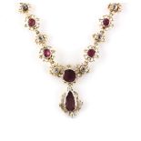 An 18th century Georgian garnet & rock crystal necklace, with closed back settings, 16.25ins. (